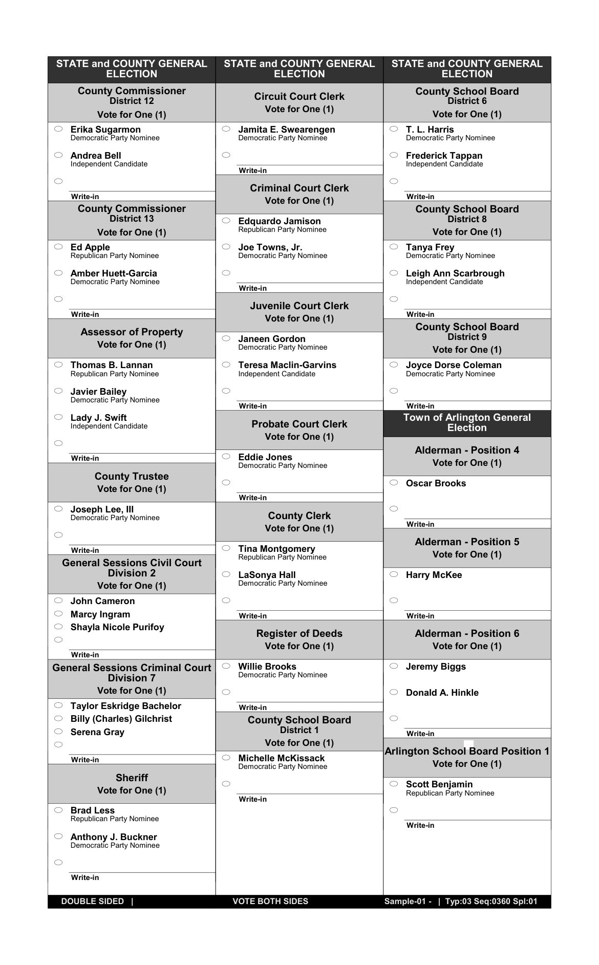 Shelby County Official Sample Ballot (all races) — page 2 of 3