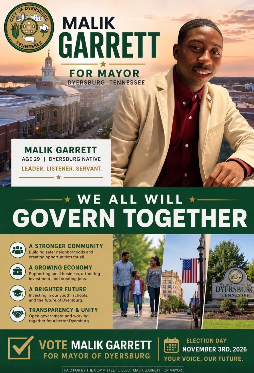 Malik Garrett campaign flyer
