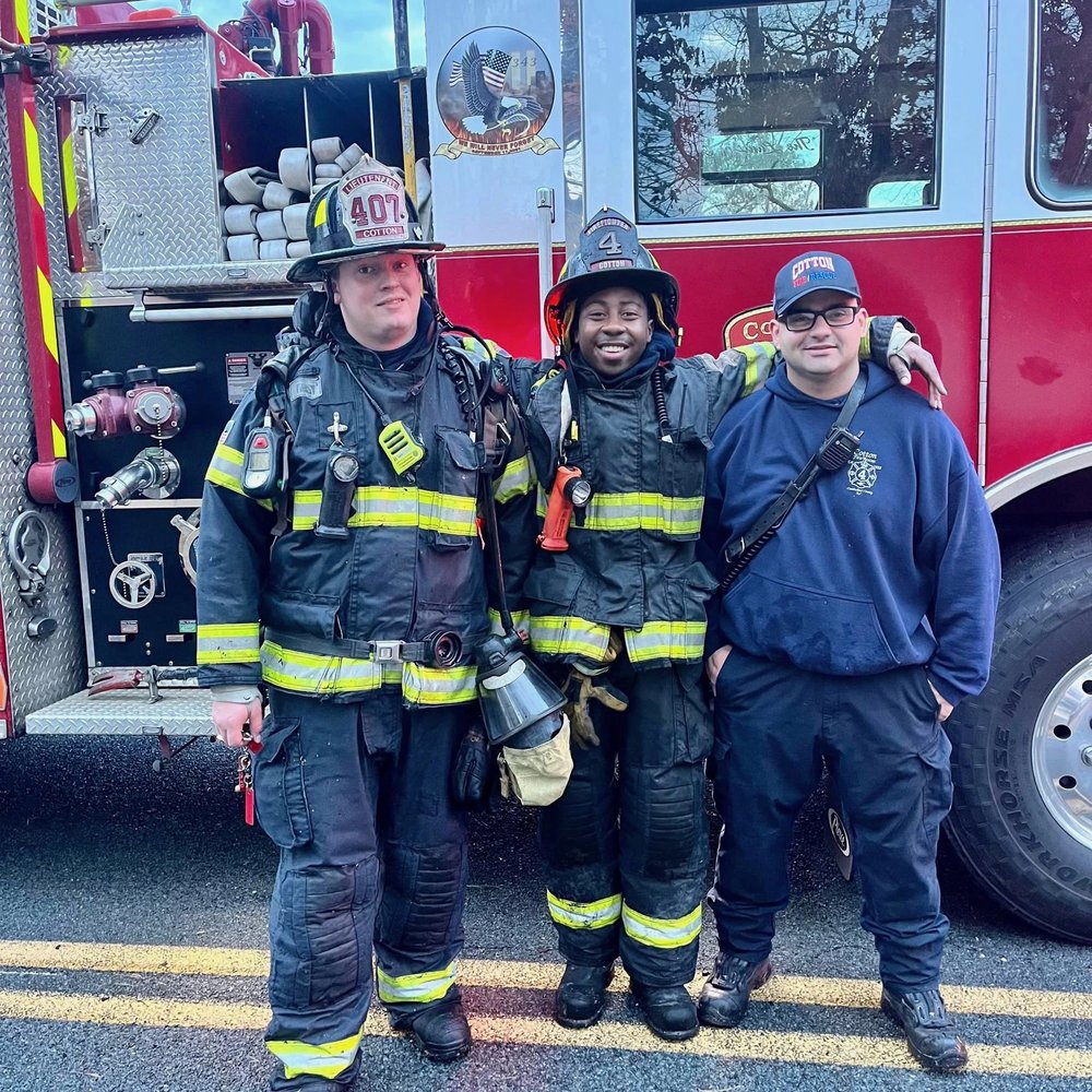 With his fire crew