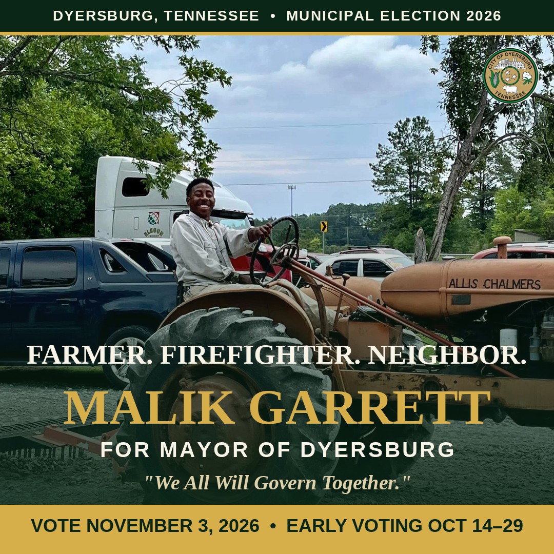 Malik Garrett share card — Farmer. Firefighter. Neighbor.