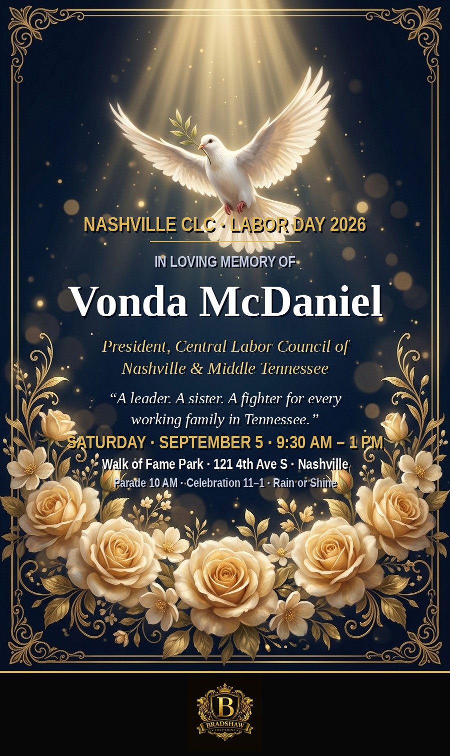 The Vonda McDaniel Nashville Labor Day Parade & Celebration flyer